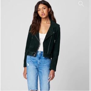 NWT Blank NYC Genuine Suede Leather Moto Jacket In Color Tree Hugger Green XS
